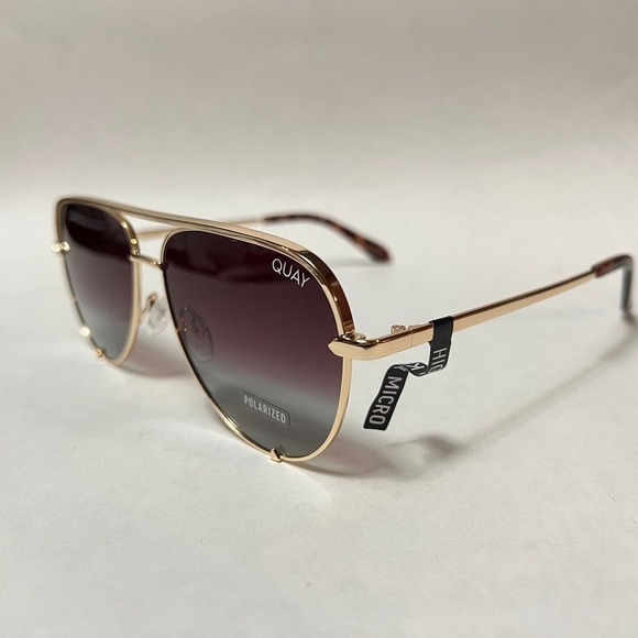 New Quay Australia High Key Micro Sunglasses Polarized Gold Brown Fade - Picture 4 of 8